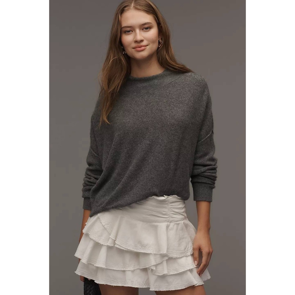 Anthropologie Pilcro Gray Alani Cashmere Sweater Women XXS Mock Neck Cozy Knit
